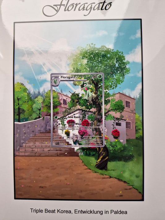 Pokémon Karten Artwork – Erweiterter Kartenhintergrund Floragato