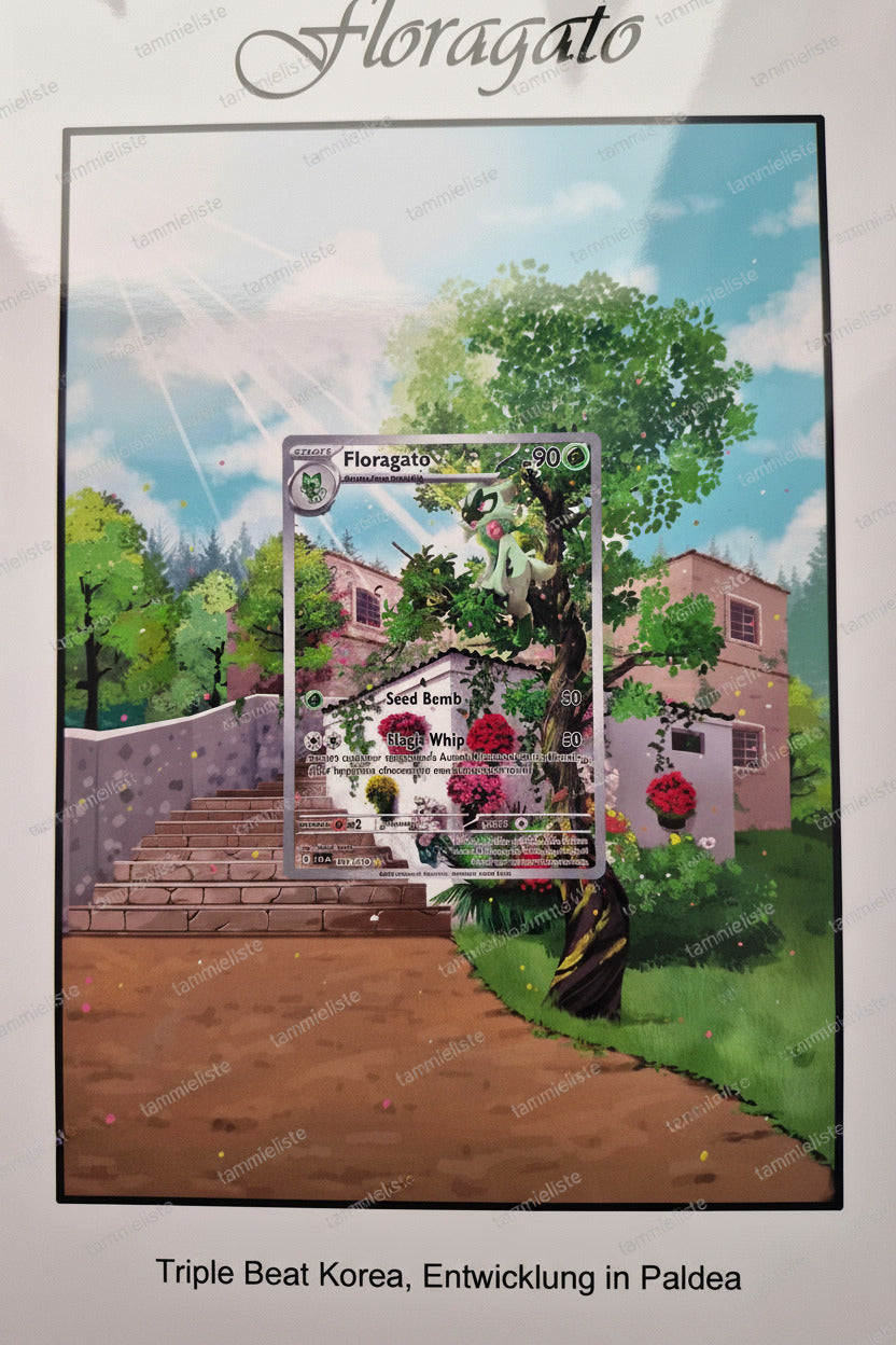 Floragato - Pokemon Karten Hintergrung, Erweiterte Full Art für Sammler